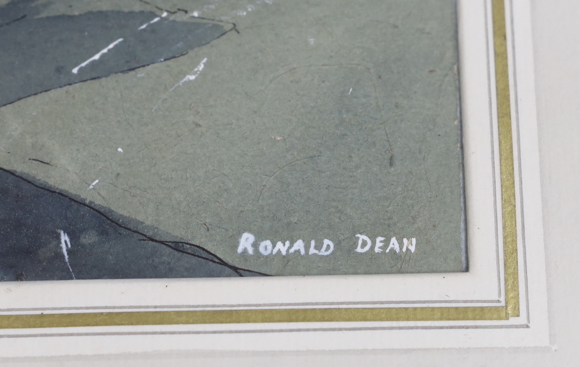 Ronald Dean (1929-2023), two heightened watercolours, ‘Free Range’ and ‘Tilford Cottage’, each signed, largest 50 x 37cm